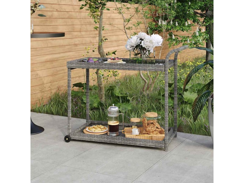  Chariot de service, chariot de bar gris 100x45x83 cm résine tressée  - Conforama B