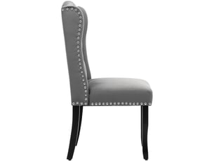 Lot de 6 chaises de salle à manger,avec pieds en chêne,velours,gris