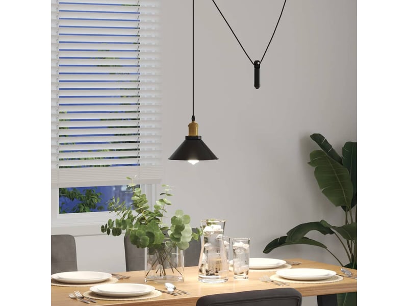 Lampe suspendue, suspension luminaire réglable hauteur e27 noir brillant ø22 cm métal - Conforama D