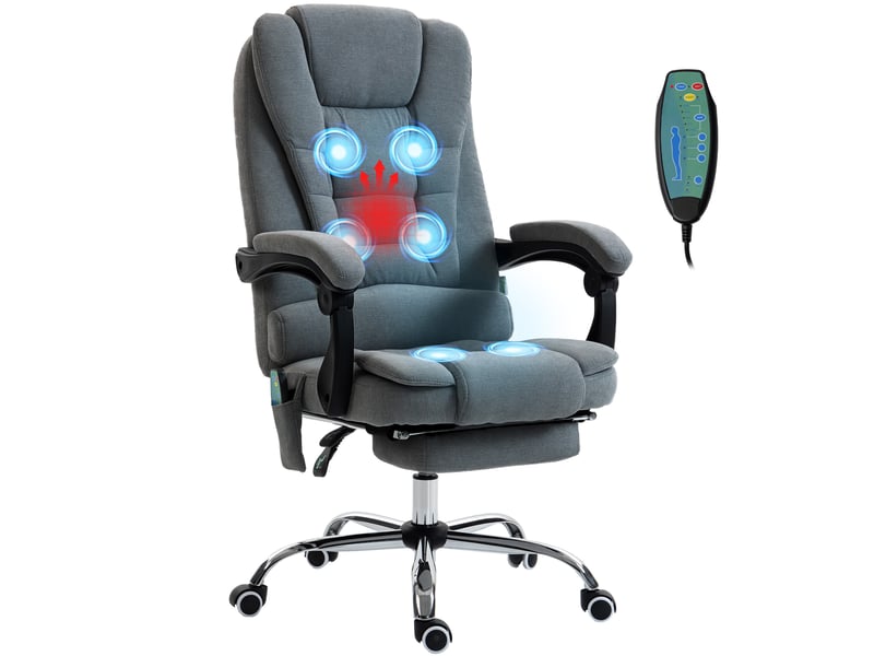 Fauteuil de bureau massant et chauffant, chaise de bureau, 70x65x119cm, gris foncé - Conforama A