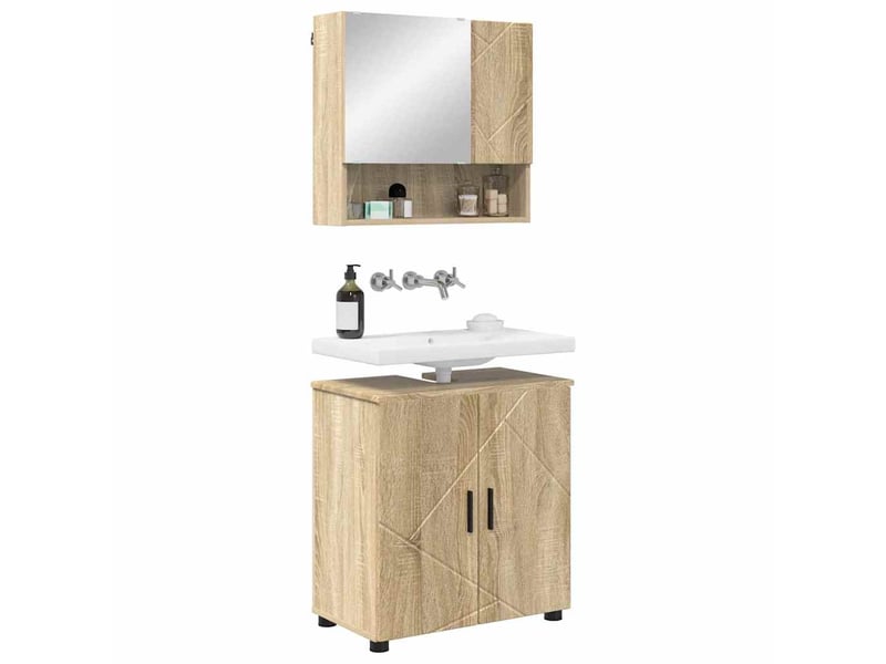  Ensemble de mobilier de salle de bain 2 pc chêne sonoma cf64116  - Conforama C