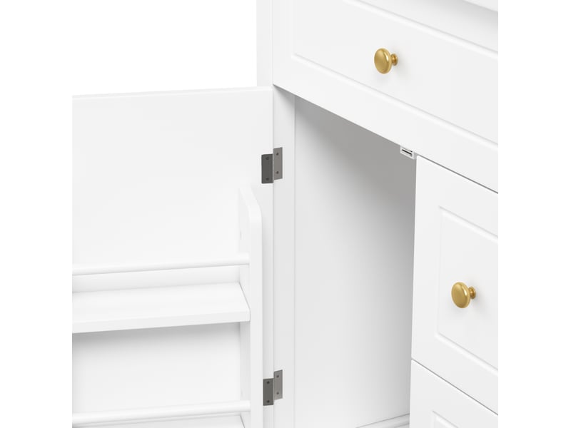 Meuble sous vasque sur pied 61x47x87 cm blanc brillant avec vasque en céramique - Conforama E