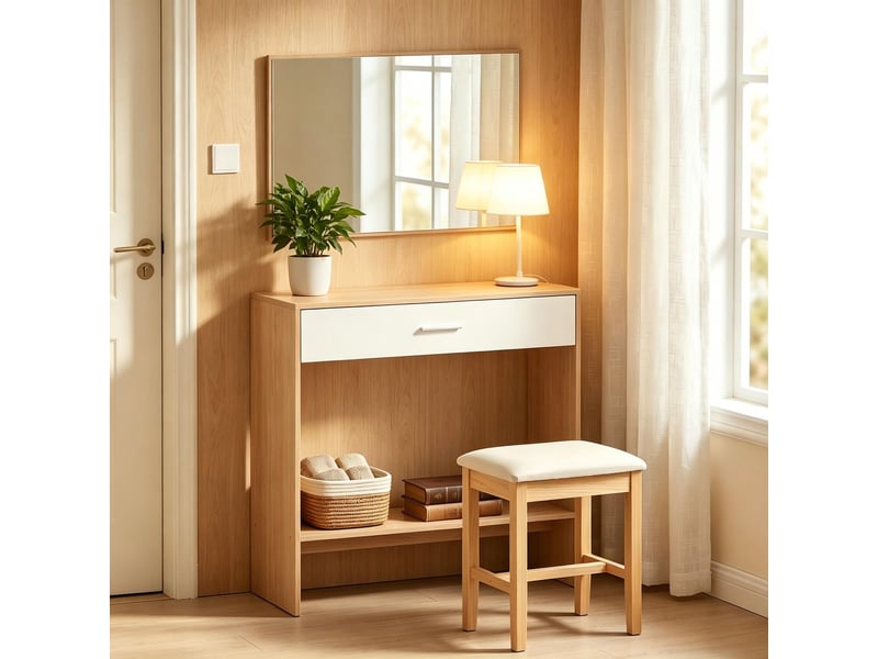  Table d'appoint miroir style moderne organisateur d'entrée  - Conforama B