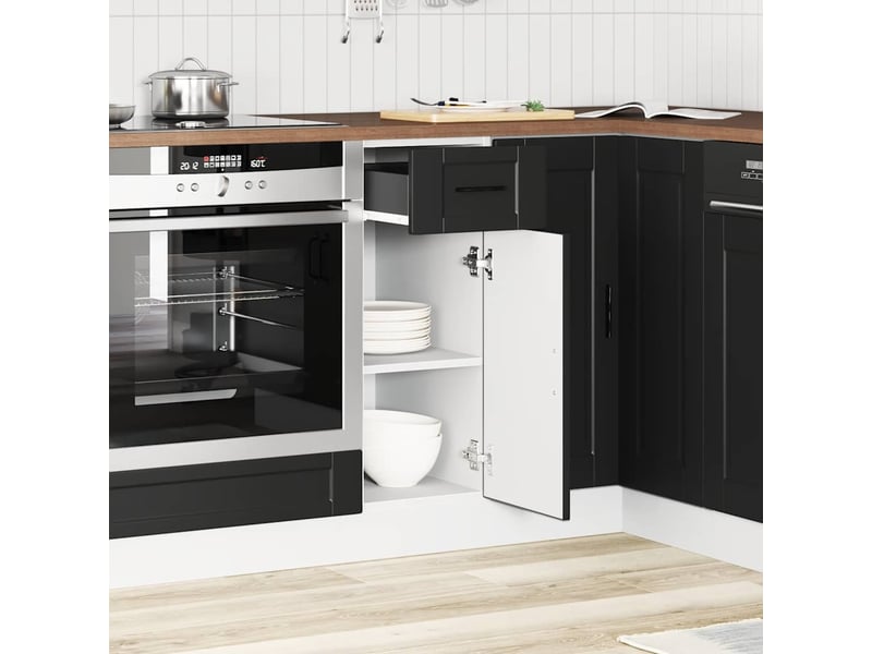 Meuble de rangement, armoire de cuisine porto noir bois d'ingénierie shl1489 - Conforama C
