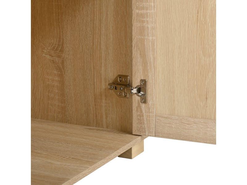 Armoire ouverte avec 2 portes, 1 tiroir et miroir, tringle à vêtements, pour chambre et entrée, en mdf, 115 × 35 × 195 cm, chêne - Conforama E