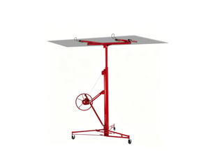 Lève-panneaux réglable 124 x 137 x 180 cm rouge en acier, treuil manuel et charge maximale de 68 kg