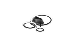 Plafonnier led cercle 45w 55 cm 3 anneaux noir mat dimmable cct