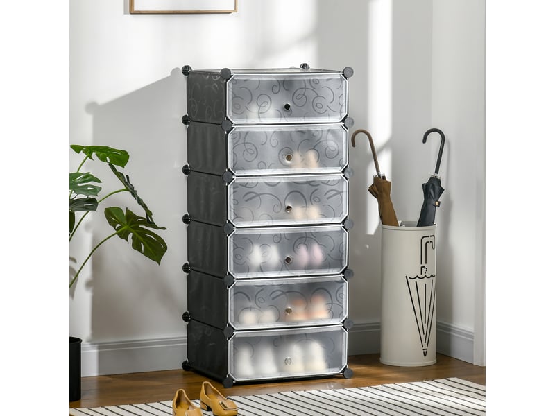  Meuble à chaussures modulable pour 6 paires 49 cm x 36,5 cm x 108 cm noir  - Conforama B