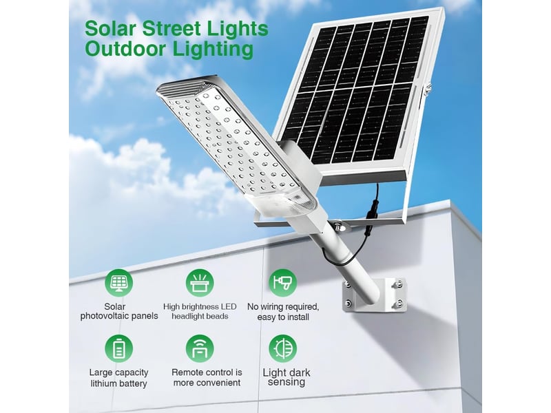  Lampadaire solaire extérieur ip65, 2 pièce – led avec télécommande, pour jardin, cour et allée  - Conforama B
