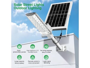 Lampadaire solaire extérieur ip65, 2 pièce – led avec télécommande, pour jardin, cour et allée