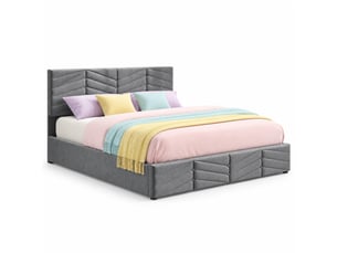 Lit coffre 140x190 cm <strong></strong> <strong></strong> coloris gris