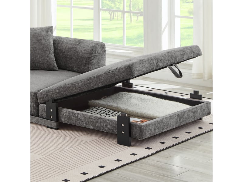  Canapé convertible, canapé-lit — gris foncé, port usb, avec accoudoirs  - Conforama W