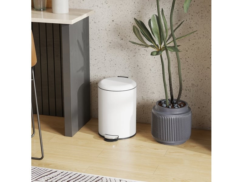  Poubelle à pédale 20 l 36 x 30 x 44,5 cm blanc crème  - Conforama D