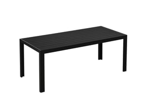 Table de jardin rectangulaire noire 190 x 84,5 x 72 cm, cadre aluminium et plateau composite résistant