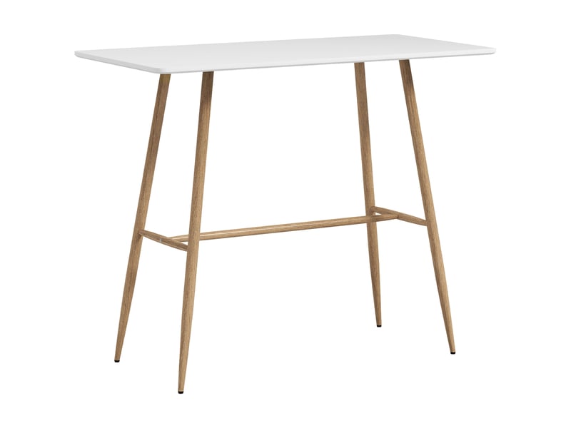  Table de bar rectangulaire 4 personne pieds en acier effet bois assemblage facile 118 x 58 x 98 cm blanc  - Conforama A