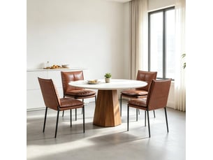 Lot de 4 chaises de salle à manger avec dossier rembourré, marron et noir