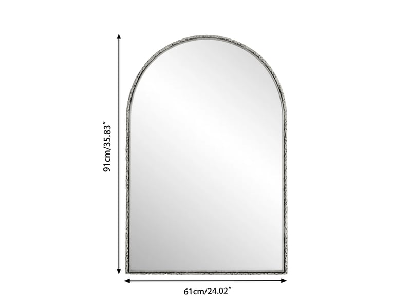  Miroir mural forme arche en verre et fer argenté 61 x 91 cm W2552P246664 - Conforama C