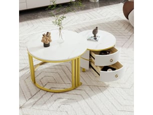 Table basse rond(e) coloris blanc <strong>HAVRYA</strong> <strong></strong> - 70 cmx50 cm