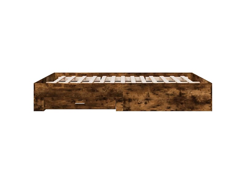 Lit double- lit adulte - cadre de lit avec tiroirs sans matelas chêne fumé 150x200 cm - Conforama D