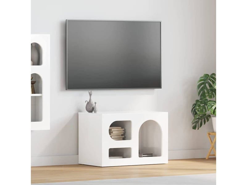  Meuble tv - banc tv - meuble de rangement elst 60 x 35 x 40 cm blanc brillant bois d'ingénierie  - Conforama B