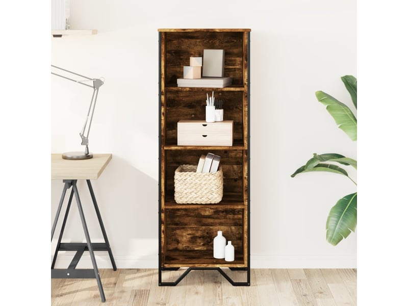  Bibliothèque, étagère de rangement chêne fumé 50x31x137,5 cm bois d'ingénierie  - Conforama C