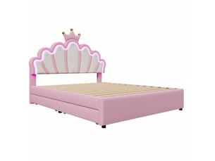 Lit avec rangement 140x200 cm Sol Morn coloris rose