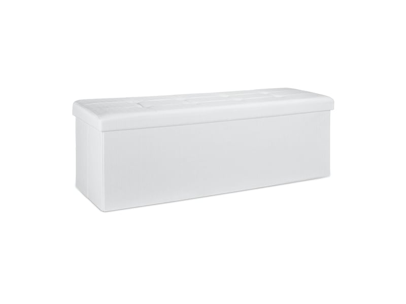  Pouf de rangement pliant assise rembourrée 38 x 114 x 38 cm en lin gris 13_0005139  - Conforama A