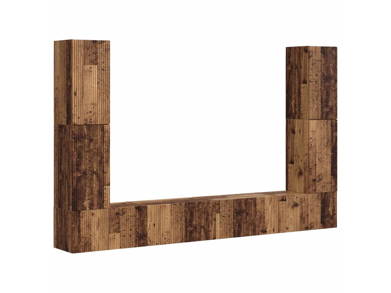  Ensemble meuble tv - banc tv - meuble de rangement 8 pcs bois ancien bois d'ingénierie  - Conforama A