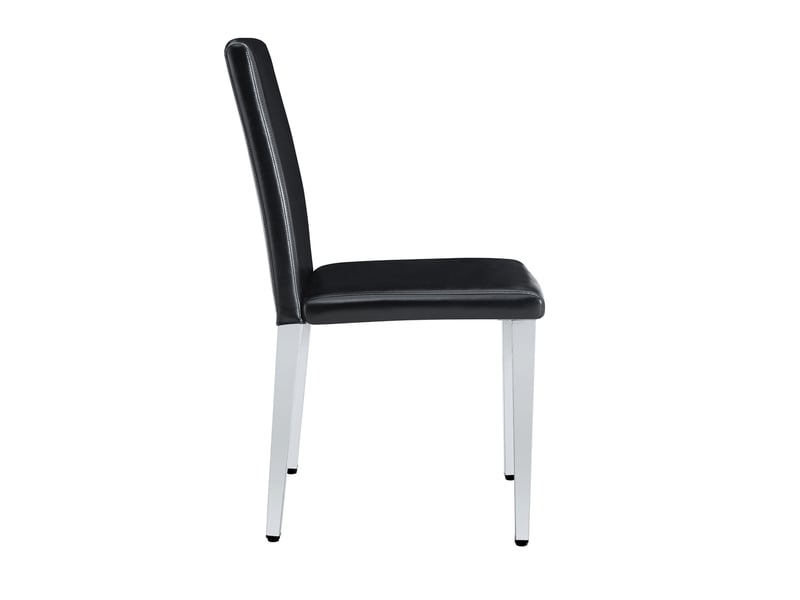  Lot de 6 chaises de salle à manger noires et argentées en cuir régénéré, design moderne et confort rembourré  - Conforama D