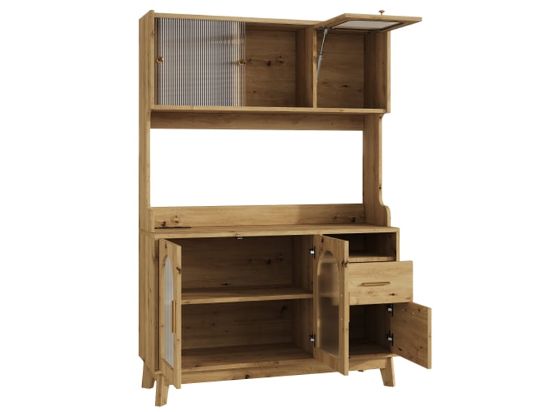  Buffet haut salle à manger 120×40×178 cm – rangement multi-niveaux, usb-cusb-a et prise, coloris bois – coforama  - Conforama E