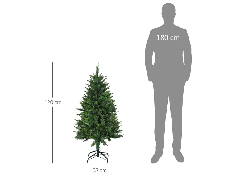  Sapin de noël artificiel avec 310 branches support en acier socle pliable en acier hauteur vert 120 cm  - Conforama C