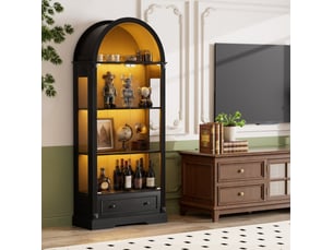 Vitrine coloris noir 2 étagère(s) WISHDOR - 80 cmx180 cm