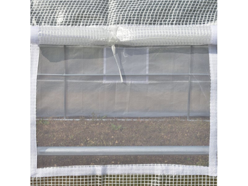  Serre de jardin 397x300x200 cm avec 8 fenêtres en métal blanche  - Conforama C