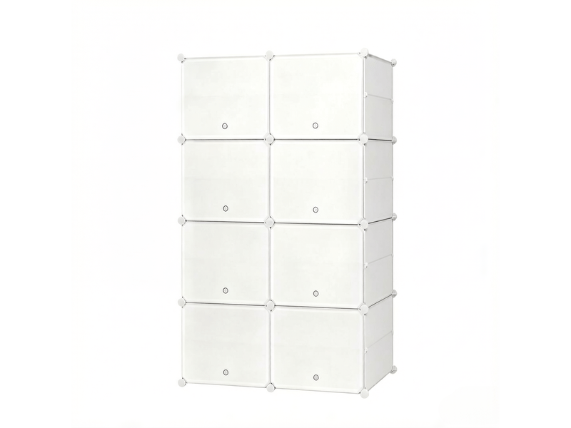  Meuble à chaussures 8 compartiments modulables avec crochets pour entrée 94×36,5×144 cm blanc  - Conforama A