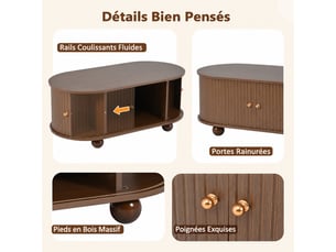 Table basse ovale coloris bois foncé <strong></strong> <strong></strong> - 50 cmx100 cm