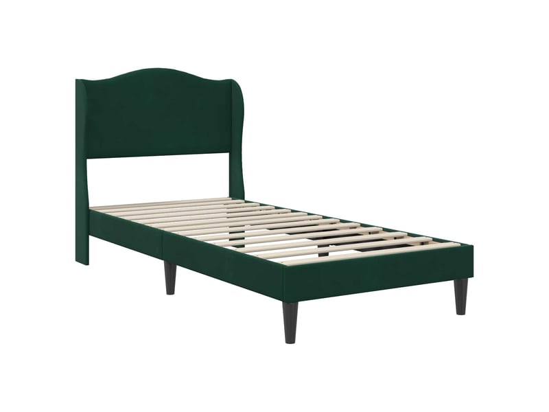  Lit simple- lit adulte -  cadre de lit avec tête de lit vert foncé 80 x 200 cm velours  - Conforama B