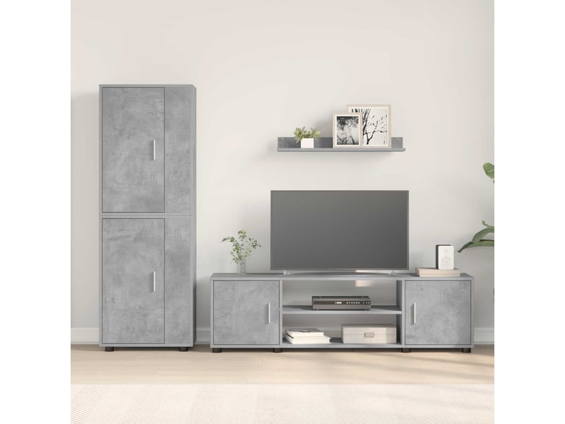  Ensemble meuble tv - banc tv - meuble de rangement gris béton bois d'ingénierie  - Conforama D