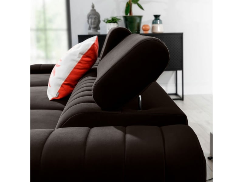 Canapé d'angle gauche marron foncé convertible 3 places jayson avec coffre à literie - Conforama C