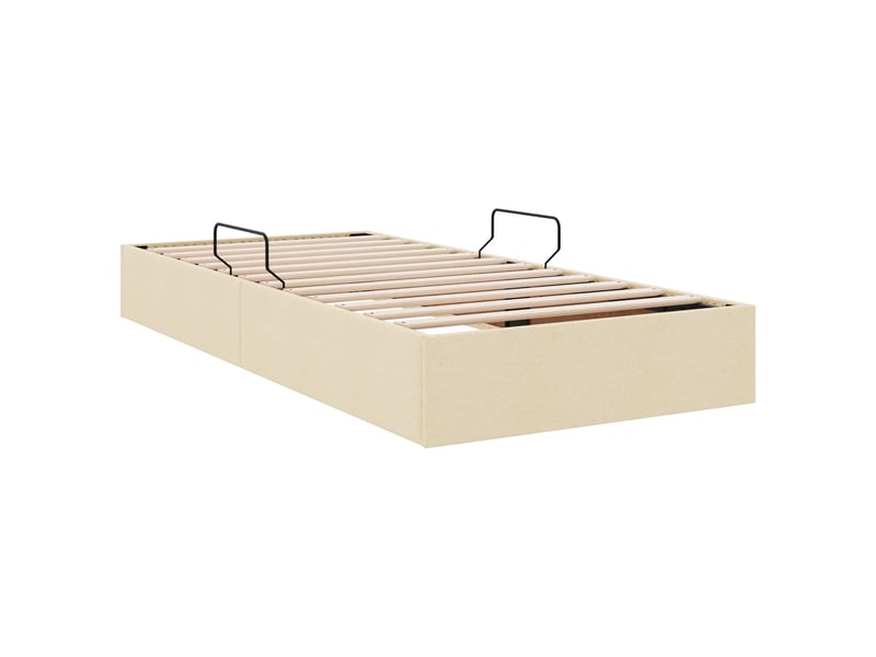  Lit simple- lit adulte -  cadre de lit ottoman avec stockage crème 100 x 200 cm tissu  - Conforama D