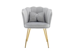 Lot de 6 chaises de salle à manger 58x63x77cm – avec pieds dorés - coussin papillon velours - gris