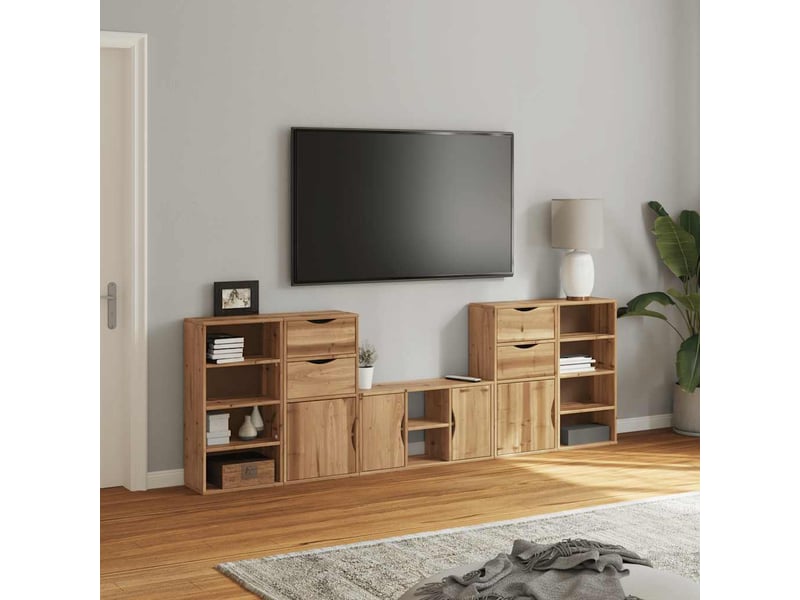  Meubles tv - banc tv - meuble de rangement 5 pcs avec rangement odda bois de pin massif  - Conforama C
