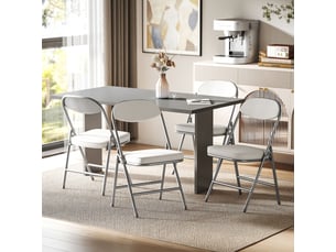 Chaises pliantes lot de 4 rembourrées - lpospi - dossier incliné, cadre métal, repasbureau - polyester - blanc crème