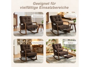 Fauteuil à bascule de salon 70x80x92cm – avec repose-pieds rétractable, dossier inclinable et oreiller lombaire – velours côtelé - marron