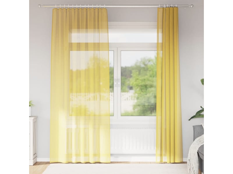  Lot de 2 rideaux en voile, voilages avec passe-tringles jaune cf44466  - Conforama B