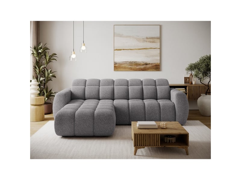  Canapé d'angle électrique fanoti 3 places gris chiné – angle gauche – version 2  - Conforama B