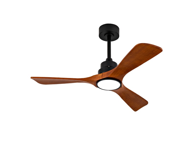  Ventilateur de plafond 42 pouces en métal et bois avec éclairage noir et noyer chicfurn  - Conforama A