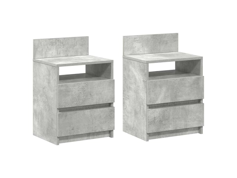  Tables de chevet - cabinet de chevet - table de nuit (lot de 2) avec 2 tiroirs gris béton 40 x 33 x 60 cm  - Conforama A