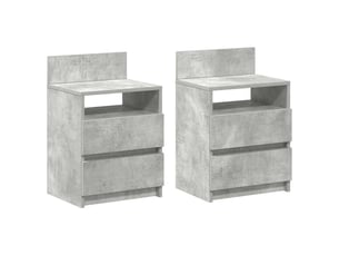 Tables de chevet - cabinet de chevet - table de nuit (lot de 2) avec 2 tiroirs gris béton 40 x 33 x 60 cm