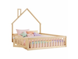 Lit cabane 140x200 cm coloris naturel