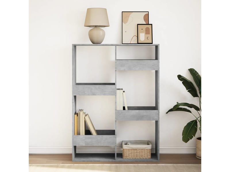  Bibliothèque, meuble de rangement salon gris béton 100x33x135 cm bois d'ingénierie  - Conforama C